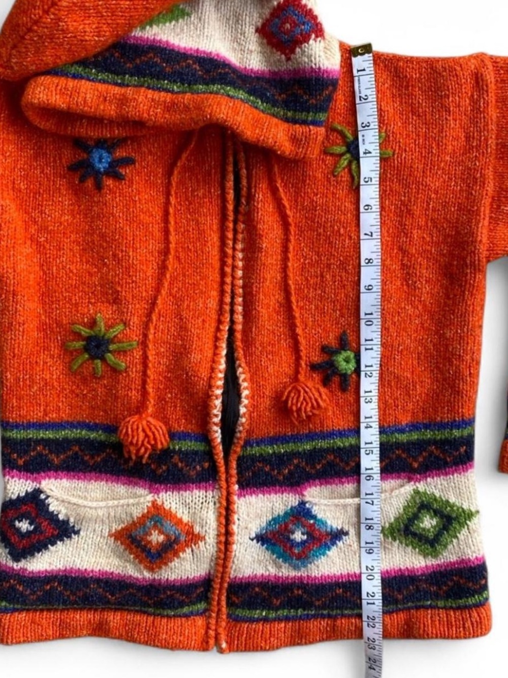 Women’s Vintage Ecuadorian Hand Knit Wool Jacket - Picture 4 of 6